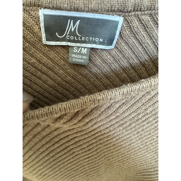 JM Collection Poncho With Fringe Tan Women’s Size Small/Medium - Picture 2 of 8